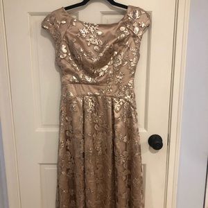 Champagne Silk Party Dress with Sequin Size 2